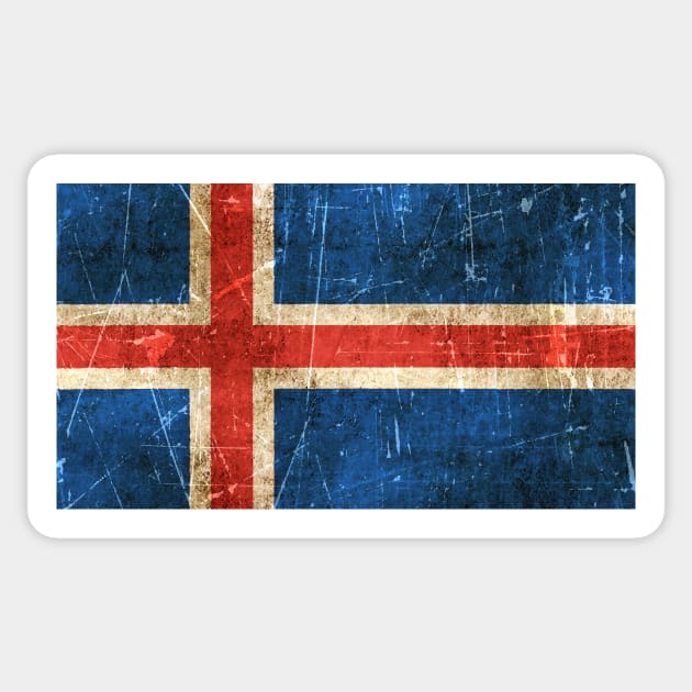 Vintage Aged and Scratched Icelandic Flag Sticker by jeffbartels